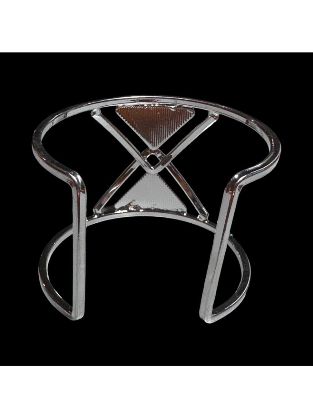 Cuff Bracelet Silver Tone Red Center Geometric Lightweight Womens Jewelry NWOT - Picture 5 of 6